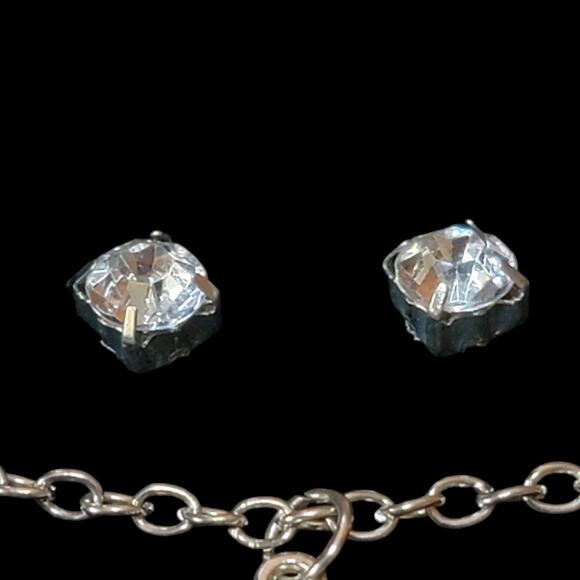 Rhinestone Necklace Earrings Set 4 Pc Lock I Love You Silver Tone Jewelry Gift - Picture 2 of 5